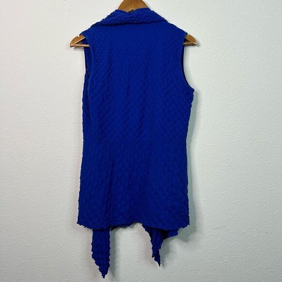 Lafayette 148 Women’s Royal Blue Textured Cotton Sleeveless Drape Cardigan M - Picture 8 of 14